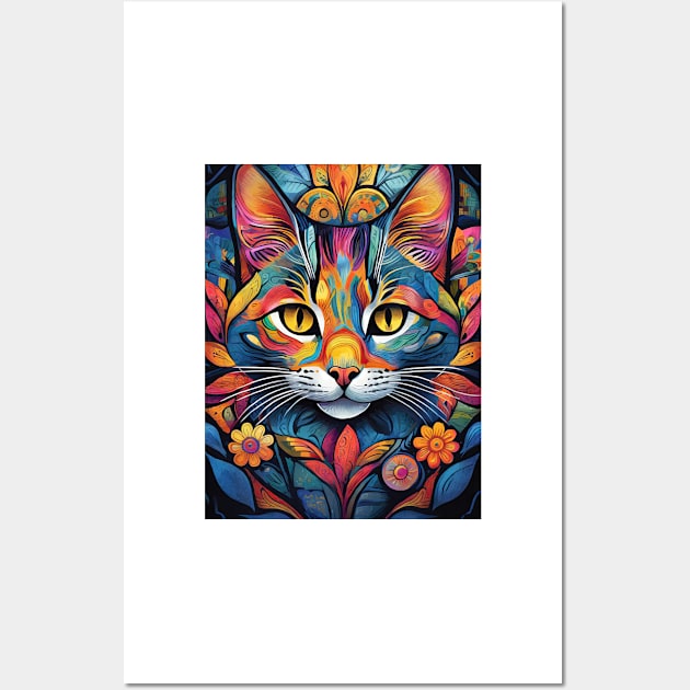 Copy of vibrant and colourful cat art design Wall Art by clearviewstock